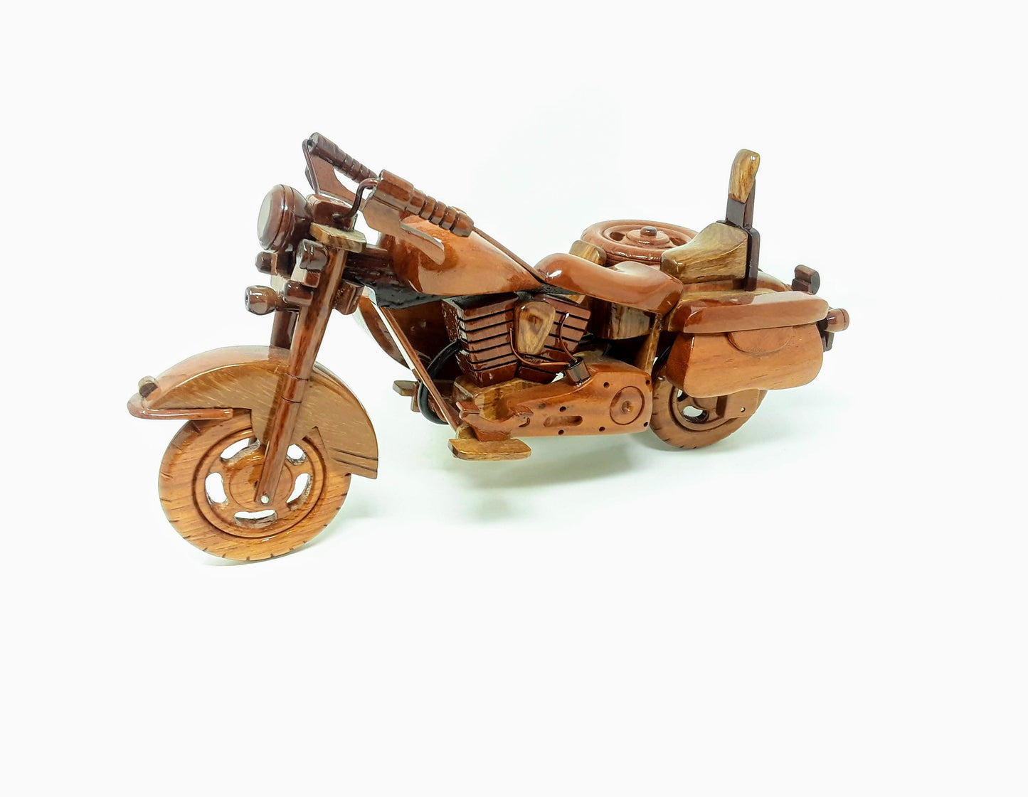Harley Motorcycle (with side car) Wood Model