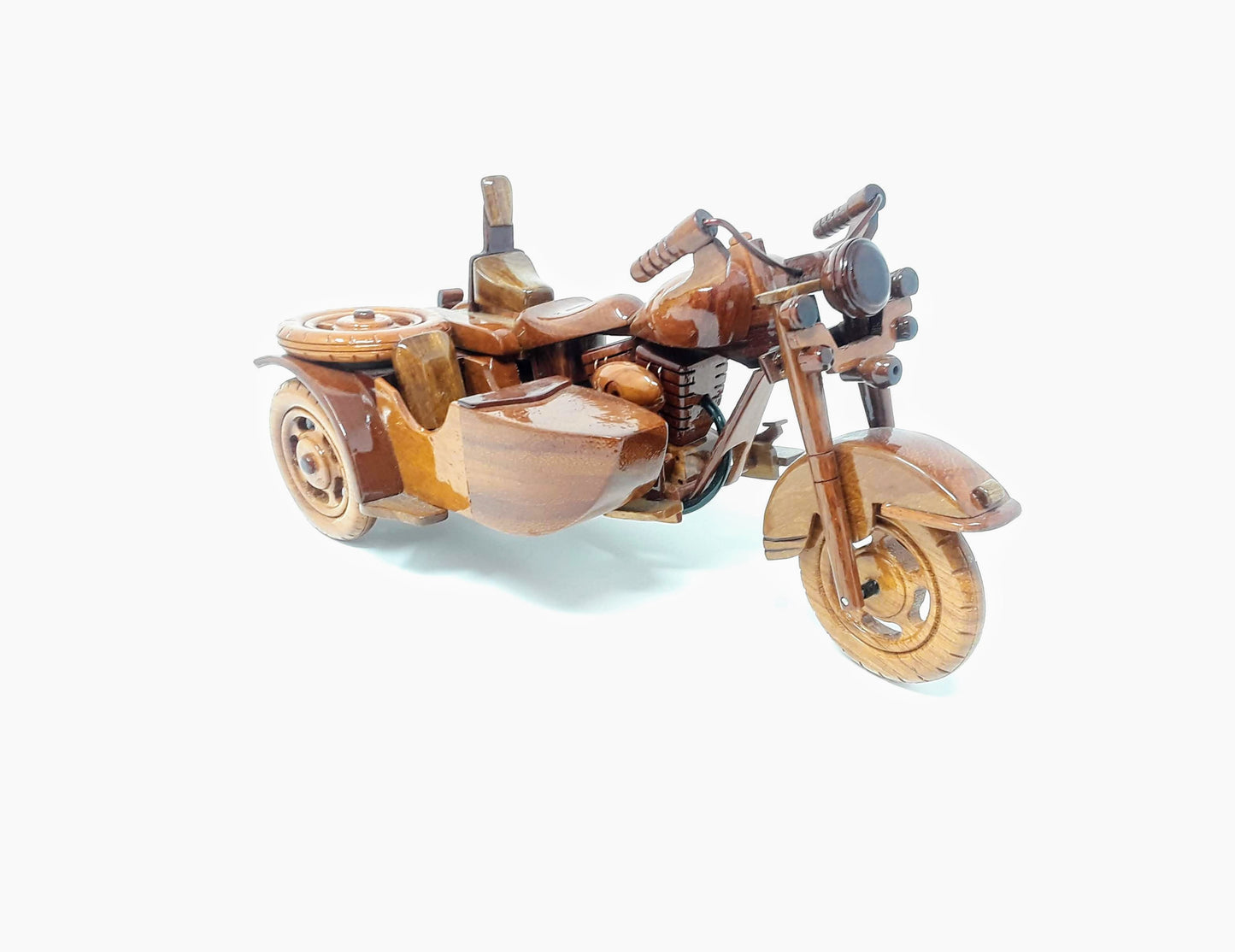 Harley Motorcycle (with side car) Wood Model