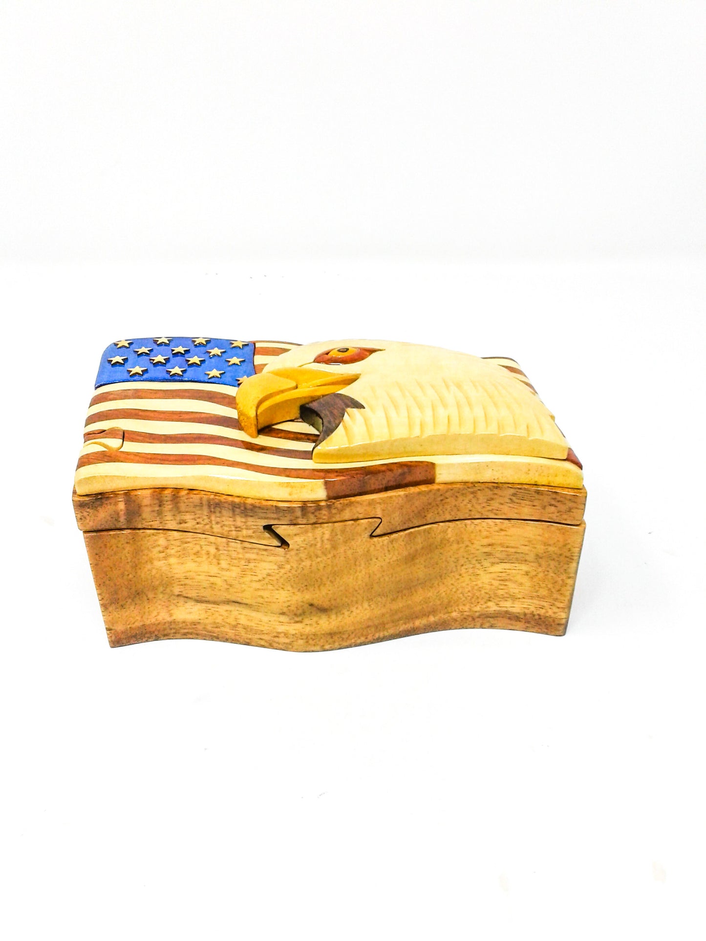 Flag w/ Eagle Wood Puzzle Box