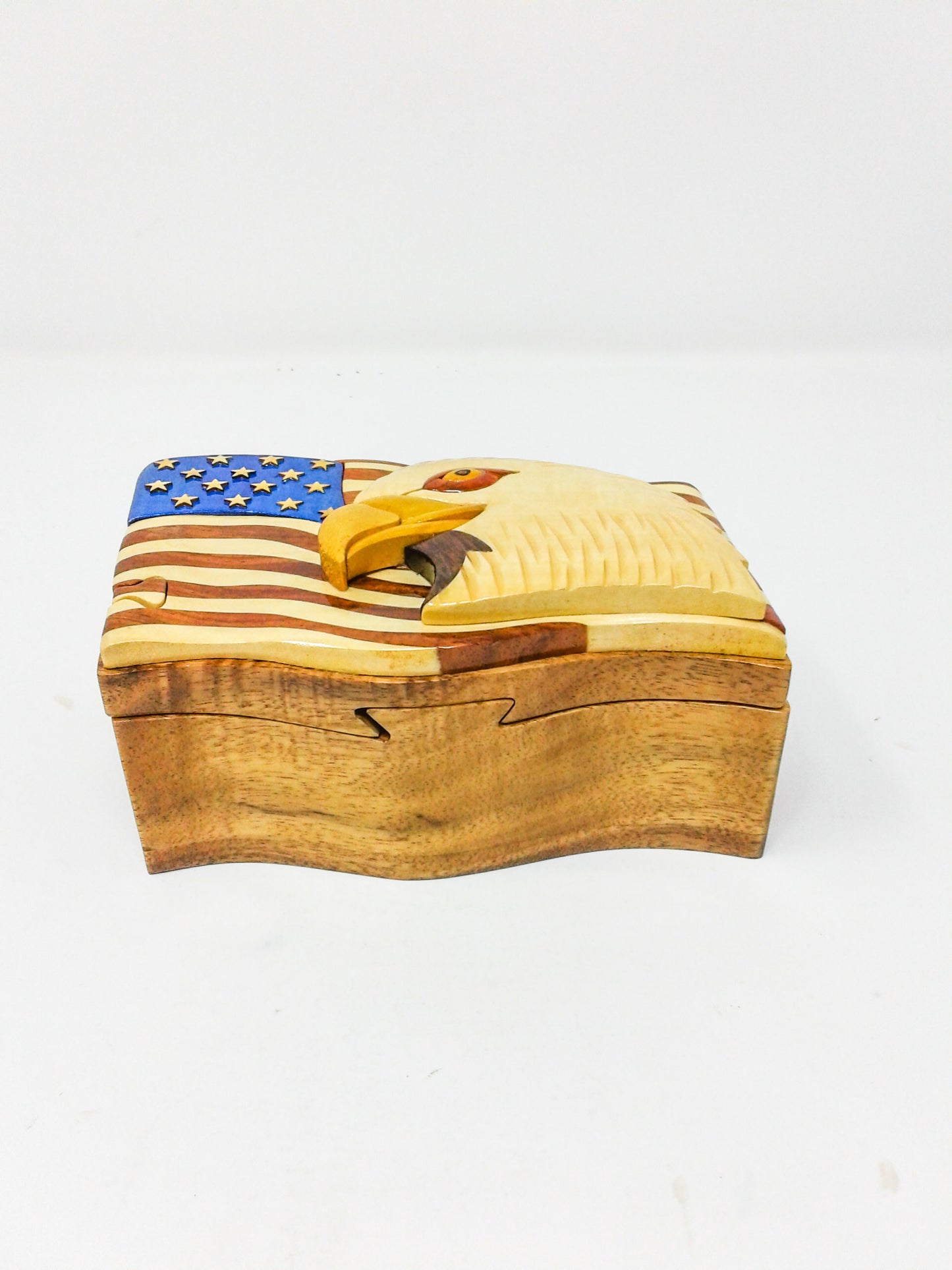 Flag w/ Eagle Wood Puzzle Box