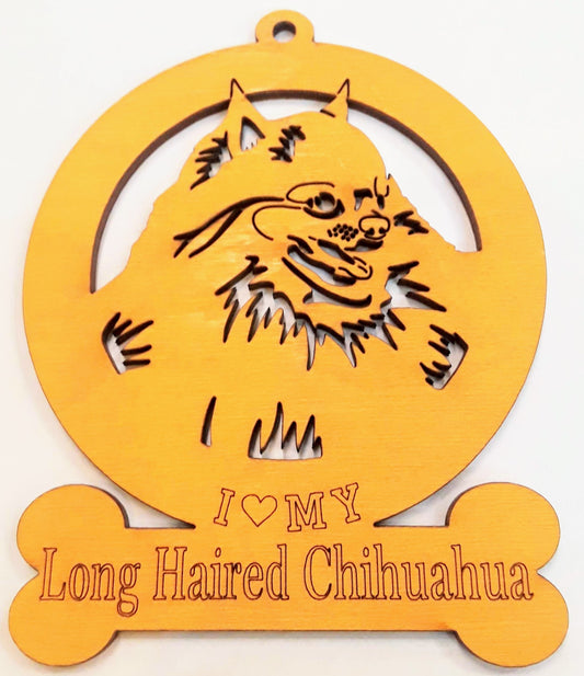 Long Haired Chihuahua Dog Ornament