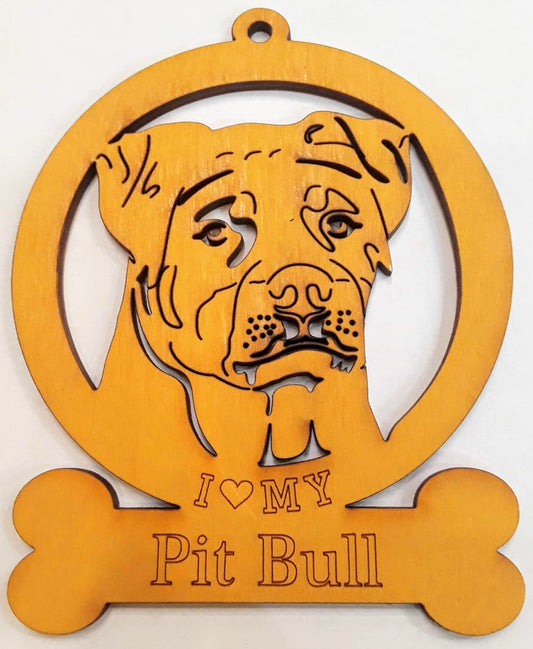 Pitbull (Uncropped) Dog Ornament
